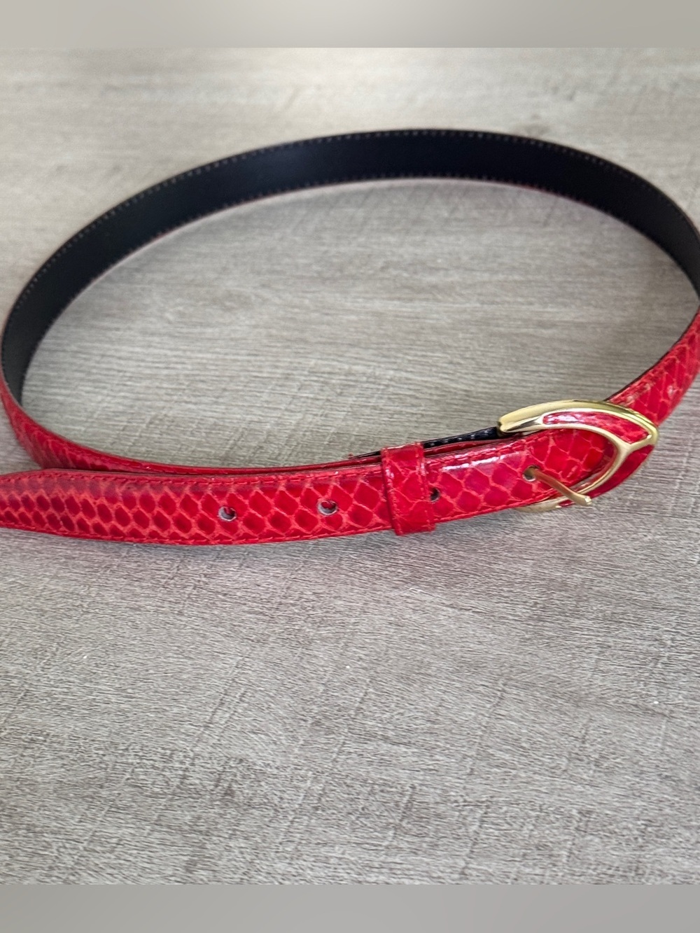 Vintage Red Python Genuine Snakeskin Leather Belt Size M